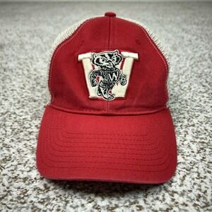Wisconsin Badgers Hat Cap Snap Back Mens Red White NCAA College Football Sports